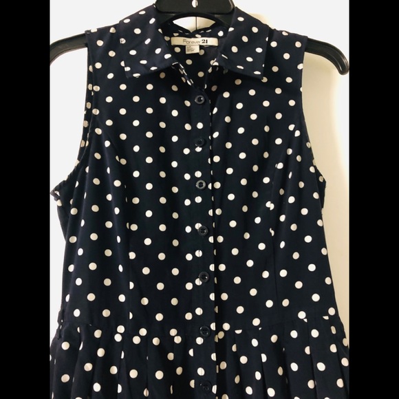 Forever 21 Buttons Up Shirt Dress Polka Dot size S Summer - Picture 8 of 12